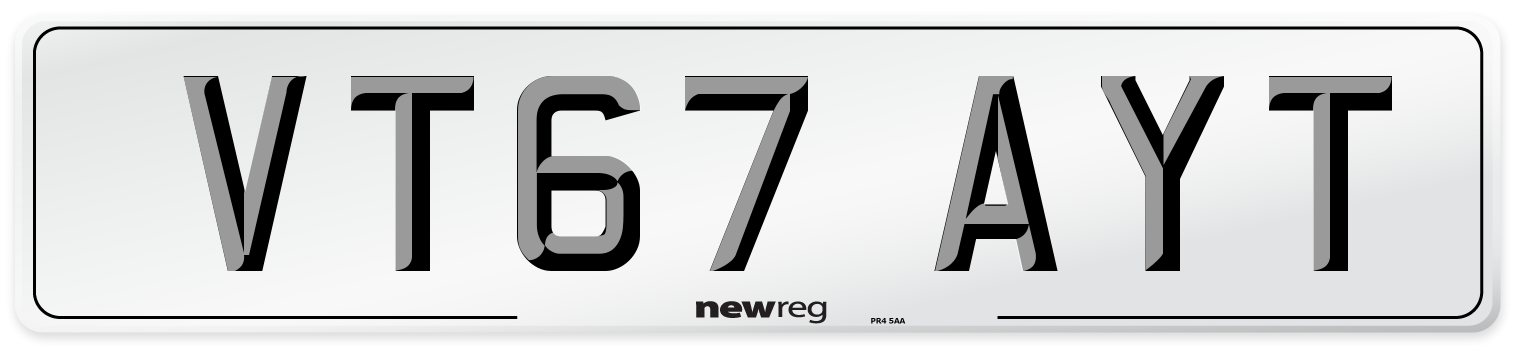 VT67 AYT Number Plate from New Reg